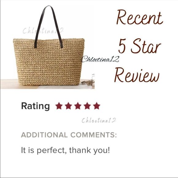 New Straw Beach Bag Tote Shoulder Handbag - Picture 4 of 5